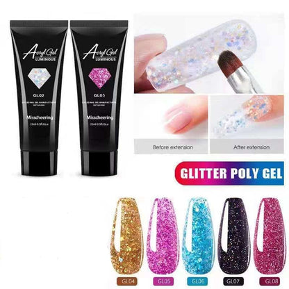 Polygel Glitter Tube 15ml Pack of 5 Regular